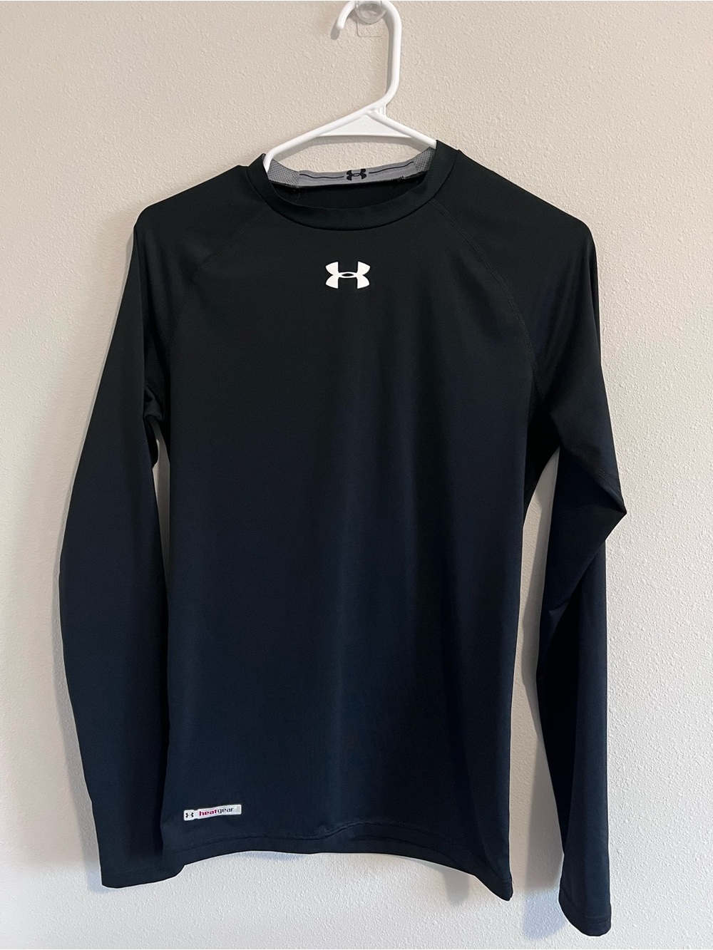 Under Armour Black Long Sleeve Performance Top with White Logo